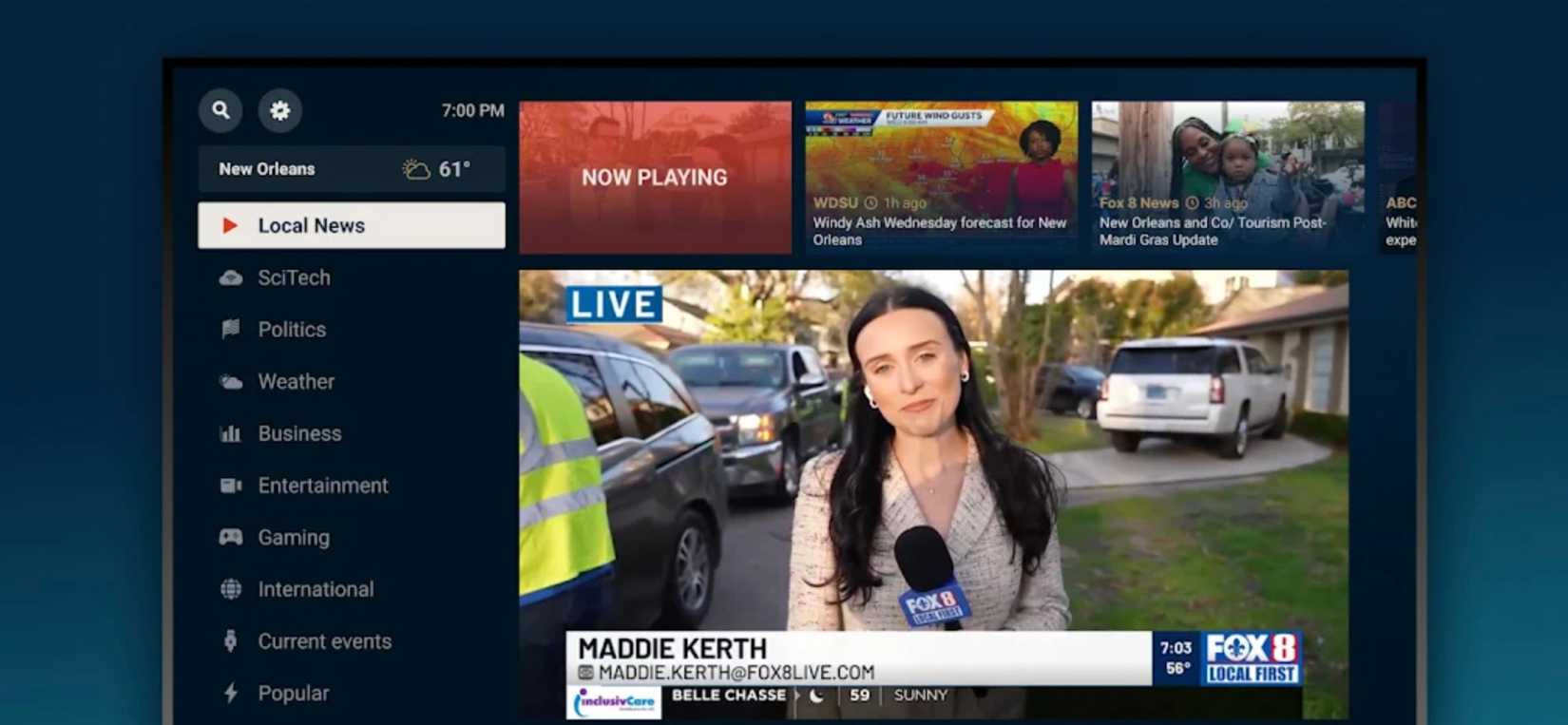 News app on a TV