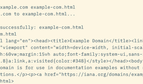 A curldownload command saving the response from a remote URL.