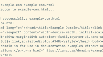 A curldownload command saving the response from a remote URL.