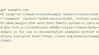 The result from a curlget command shows the contents of a remote URL.