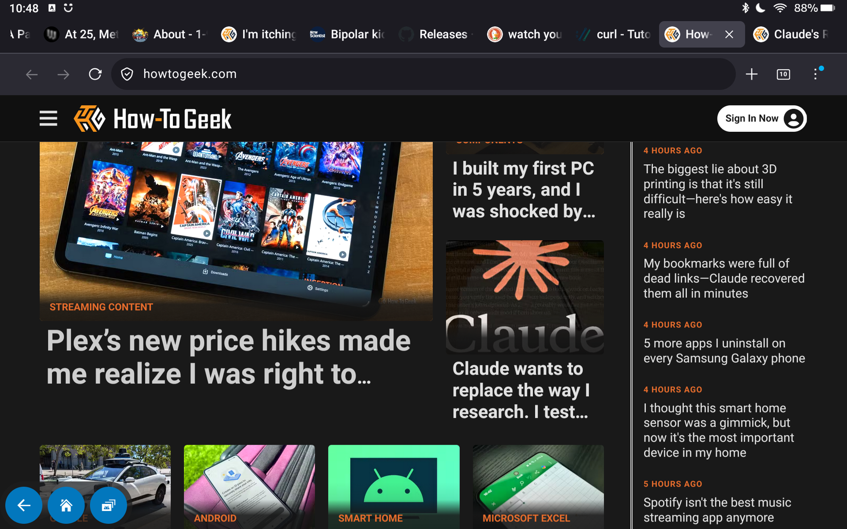Reading How-To Geek through Firefox on a Fire tablet.