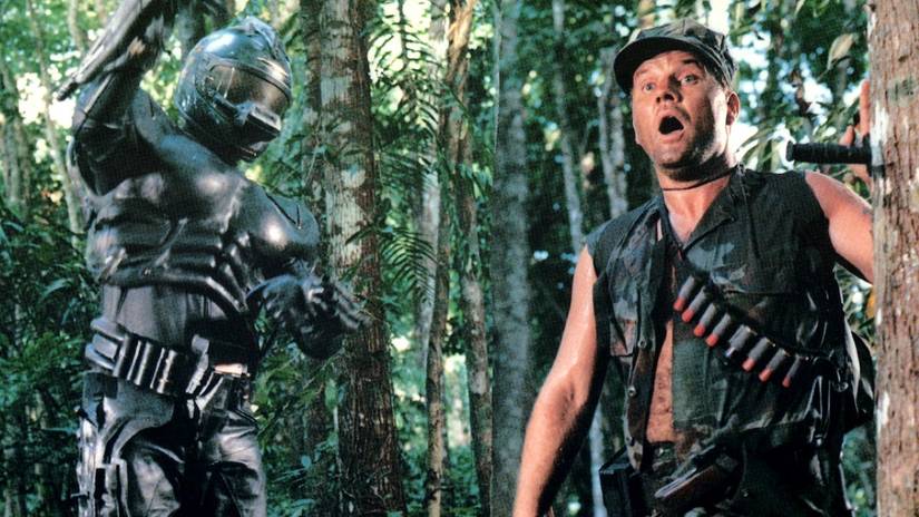 Screenshot image of killer robot and military man from Robowar.