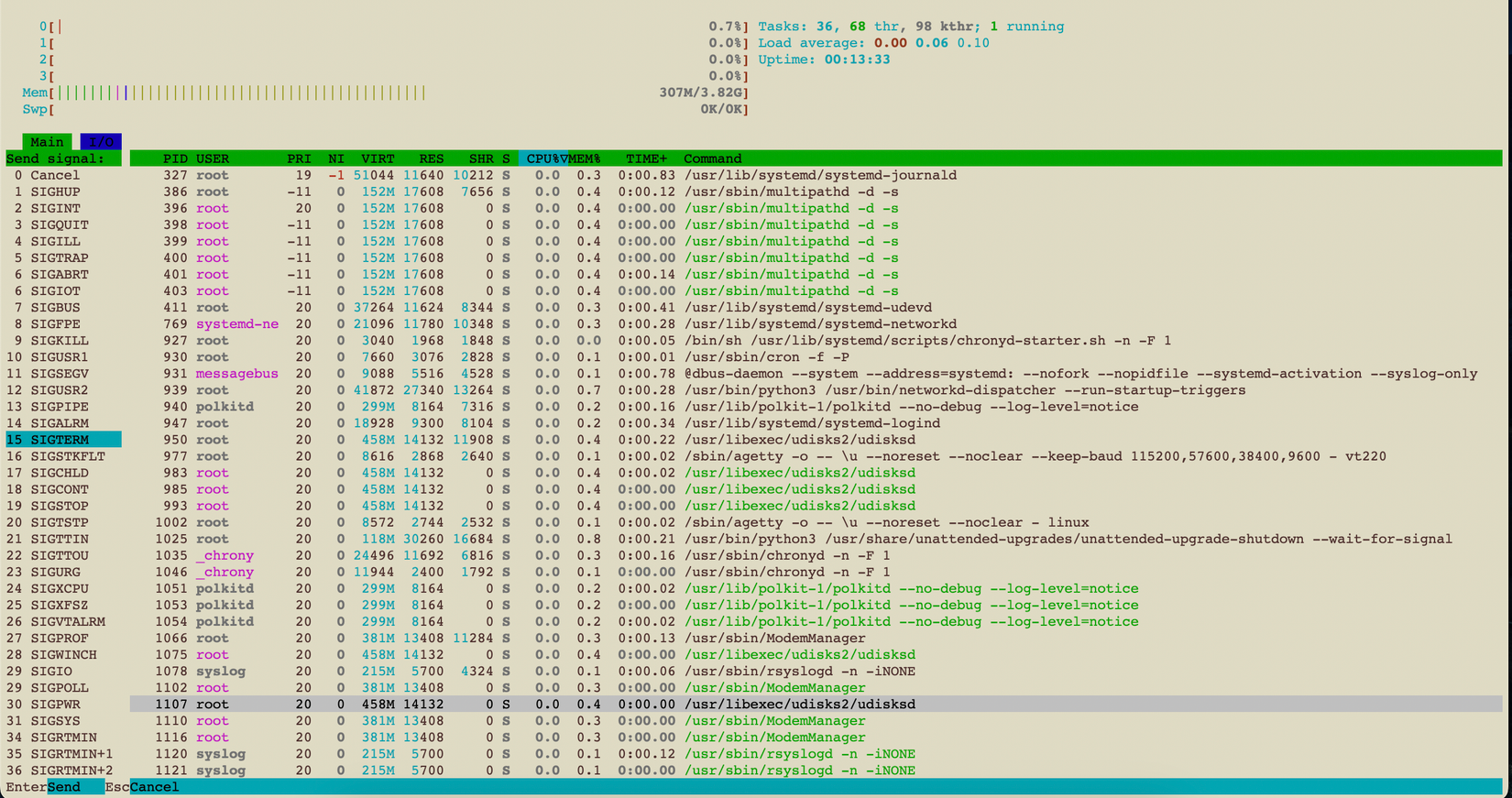 Htop for killing processes.