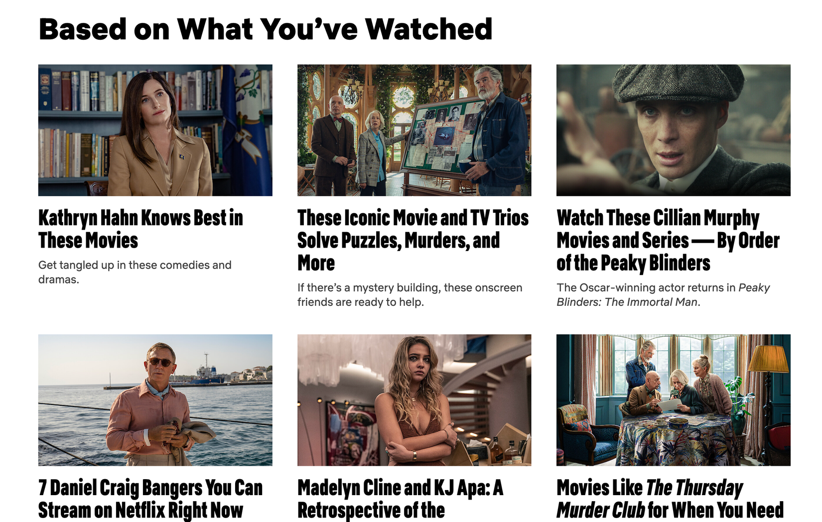 Netflix Tudum's personalized recommendation lists.