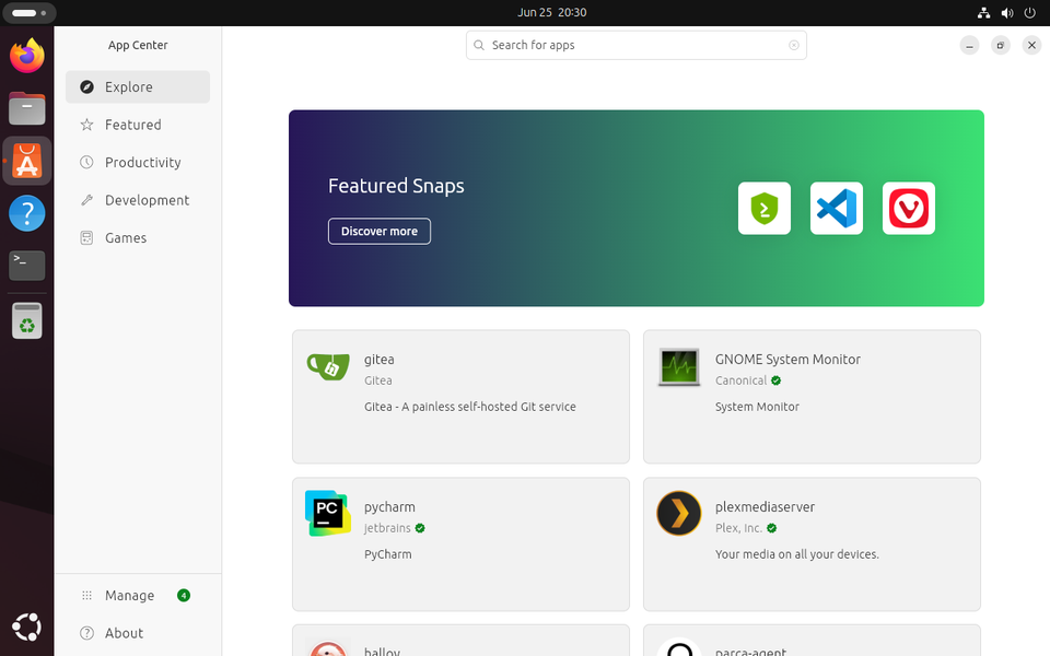 screenshot of ubuntu apps center