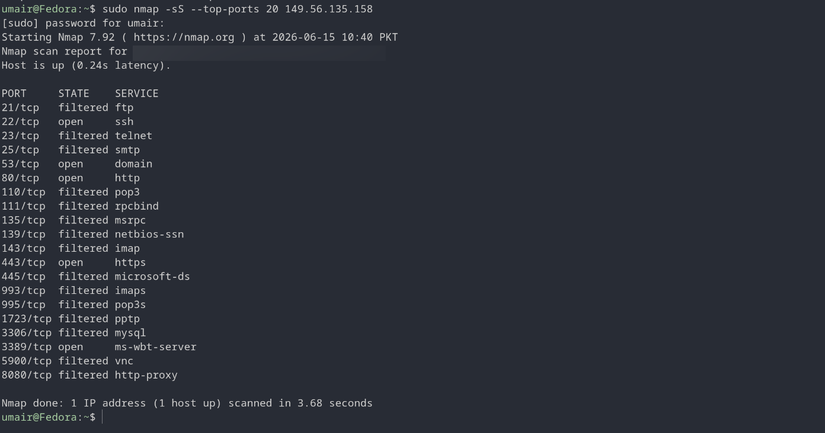 screenshot of nmap usage 