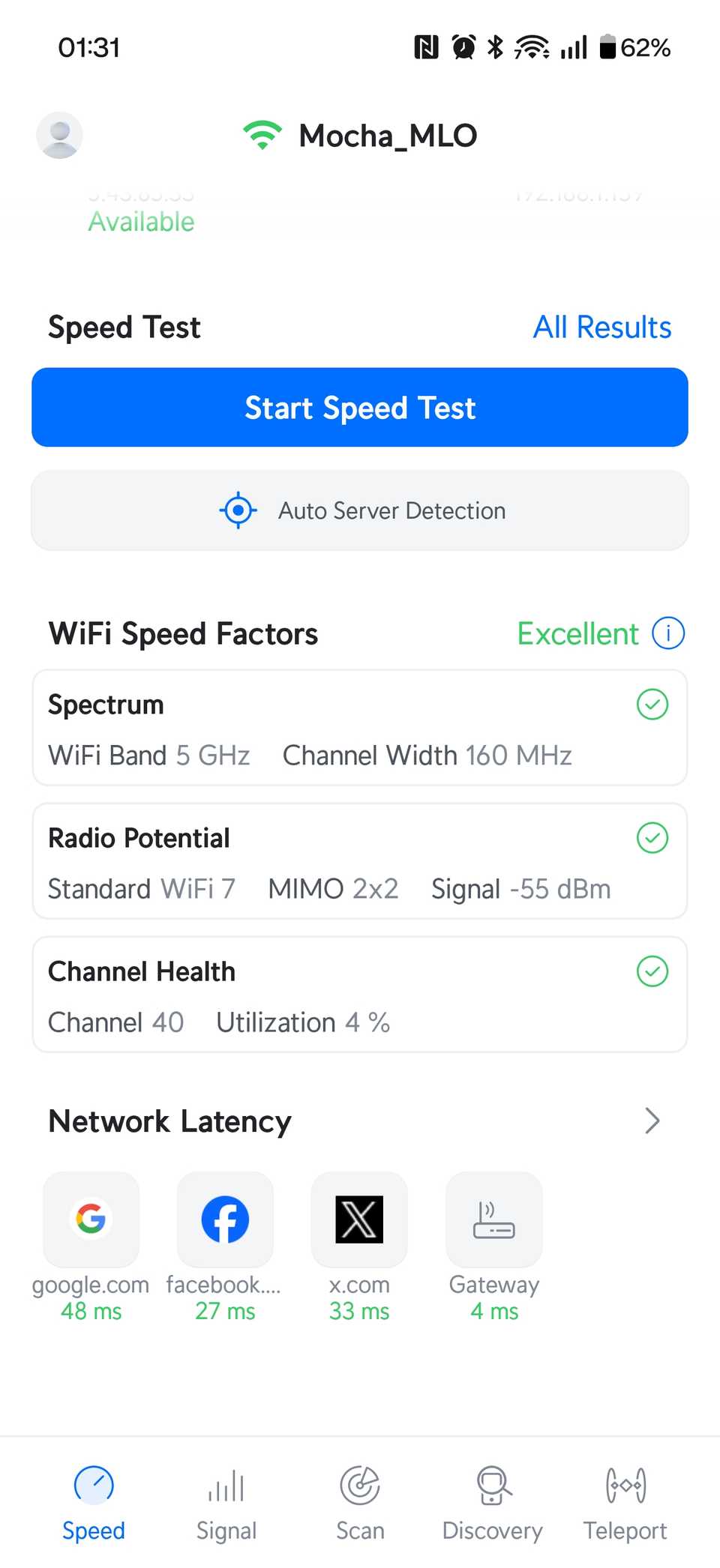 A screenshot of the WiFiMan app running on an Android phone.