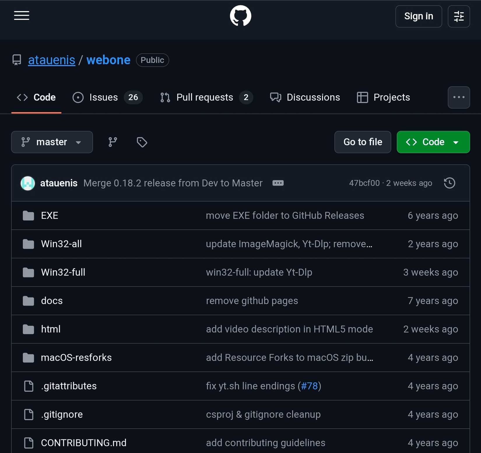 The official WebOne github page.