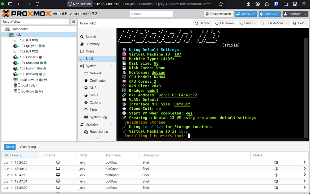 A helper script automatically installing a Debian VM