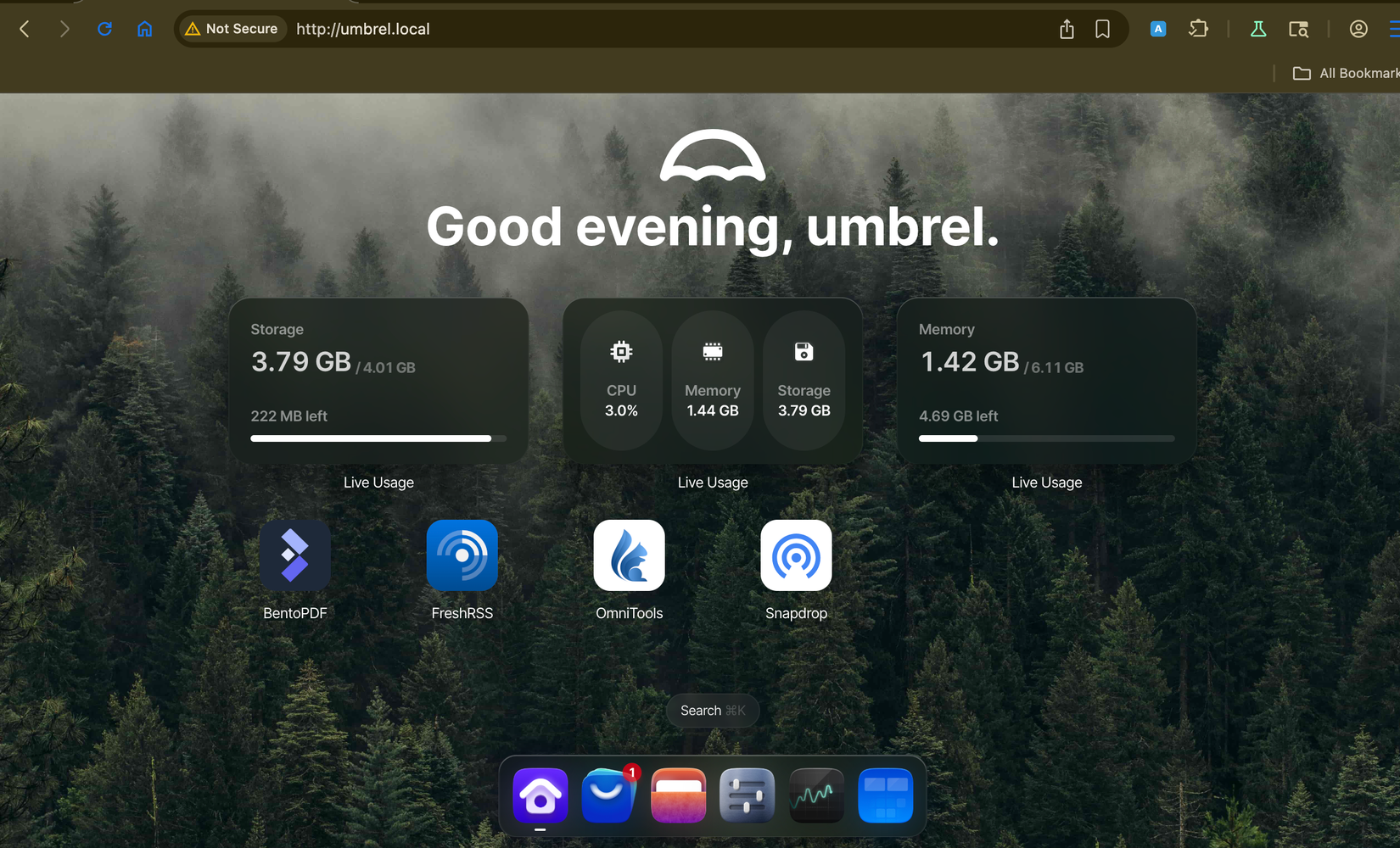 UmbrelOS app launcher.-1