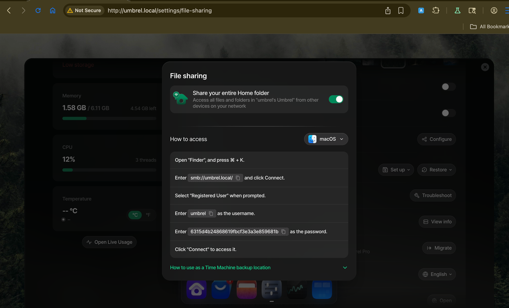 umbrelOS file sharing