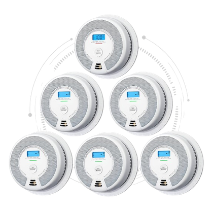 Six pack of X-Sense-SC07-W on transparent background