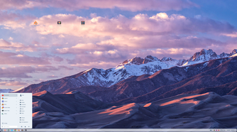 A screenshot of the Zorin OS home page with the Windows 7-like start menu open.