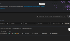 The Portainer main page via localhost.