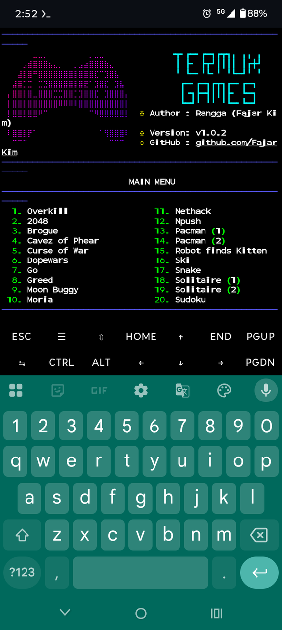 1 - The Termux splash screen in portrait mode