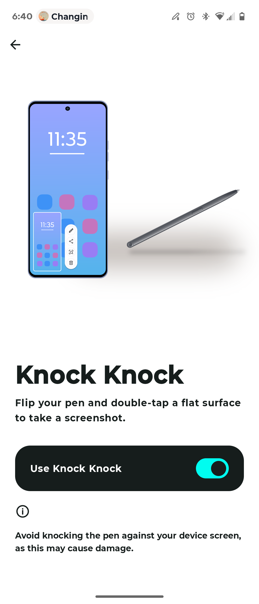 The Knock Knock gesture on a Motorola phone.