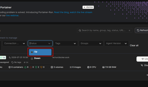 Sorting docker containers in portainer by Up status.