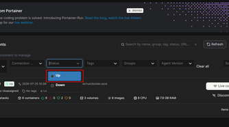 Sorting docker containers in portainer by Up status.