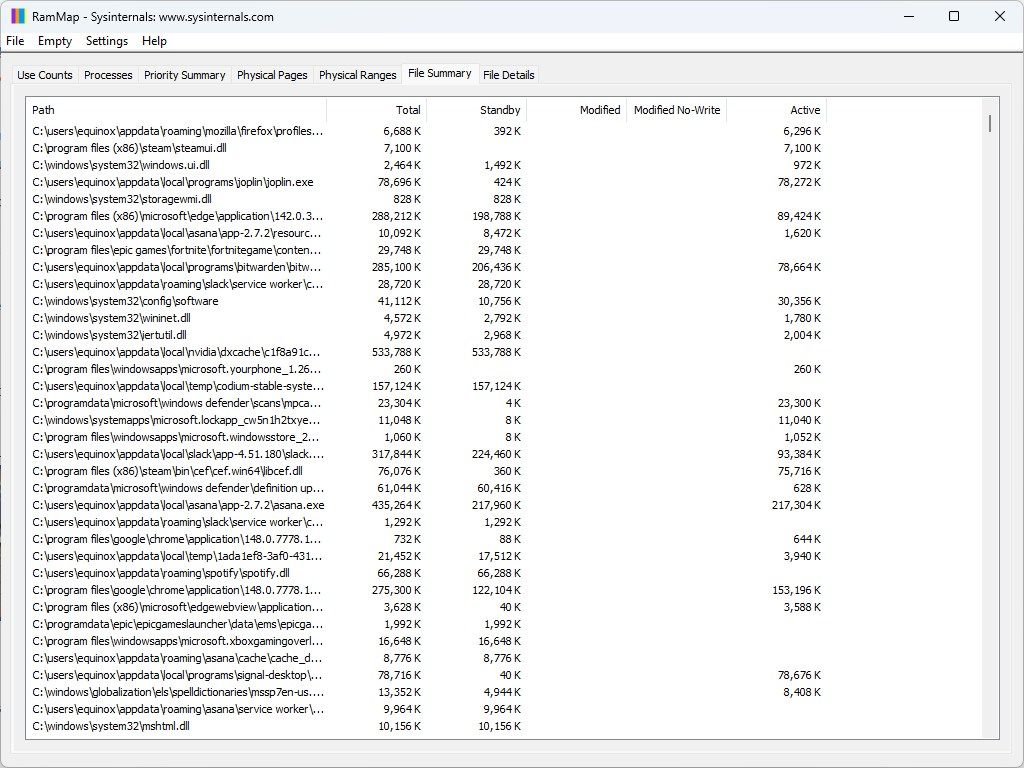 The File Summary page. 