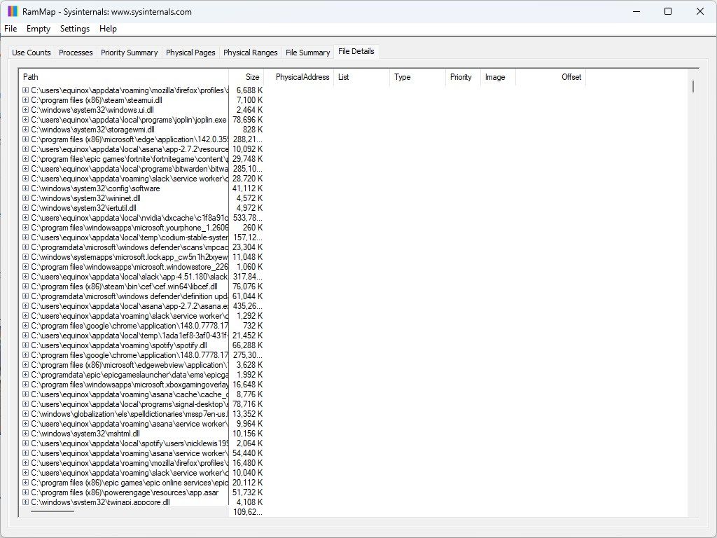 The File Details page. 