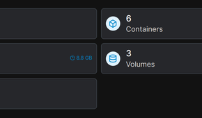 A dashboard showing the health of six Docker containers.