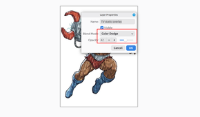 Addding a Color Dodge and lower transparency to an image in Pinta.