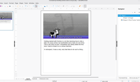 Creating a newsletter page about how badly I messed up a Gentoo installation in LibreOffice Draw.