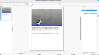 Creating a newsletter page about how badly I messed up a Gentoo installation in LibreOffice Draw.