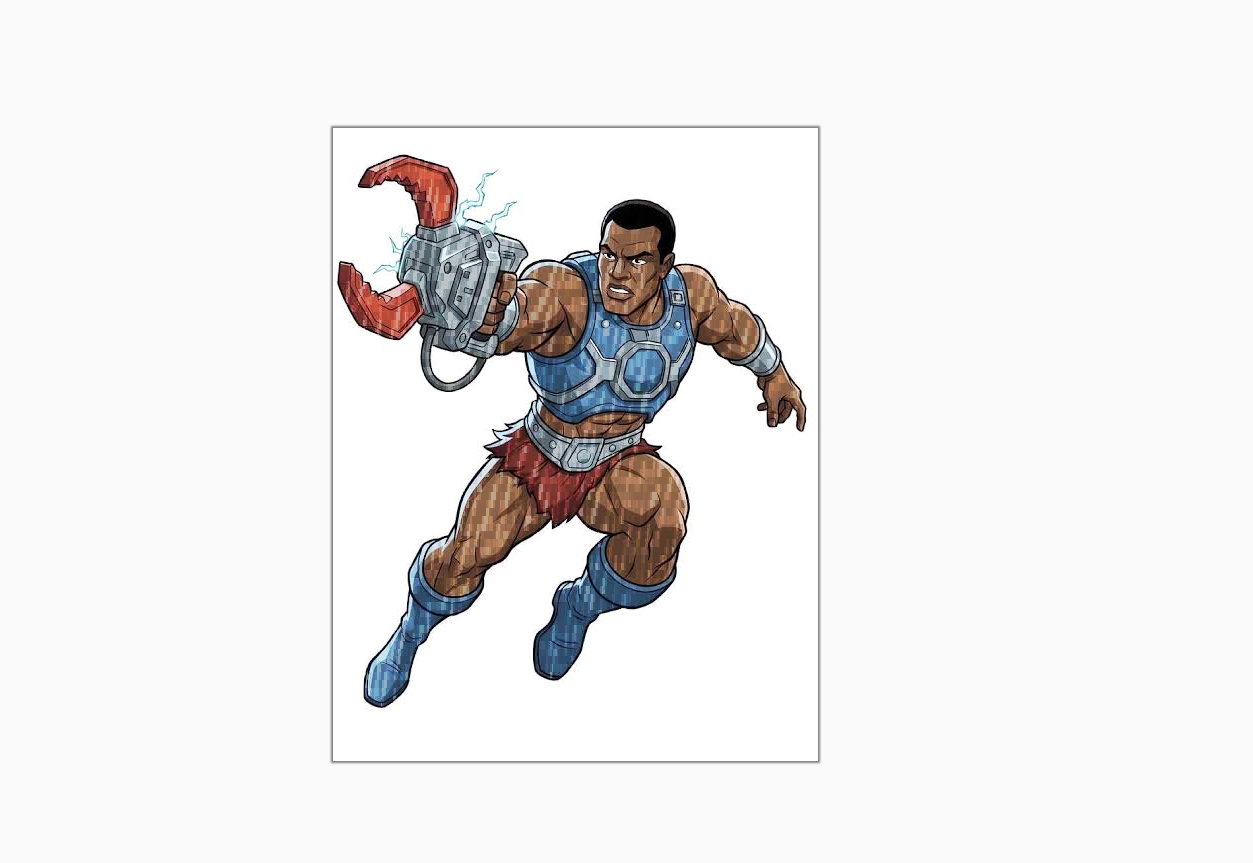 A Motu character after a layer and color dodge has been applied.