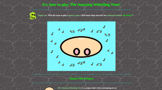 The Amazing Whistling Nose interactive page on a the Whistling Nose Neocities website.