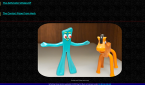 An image of Gumby and Pokey along with a footer on the Whistling Nose site on Neocities.