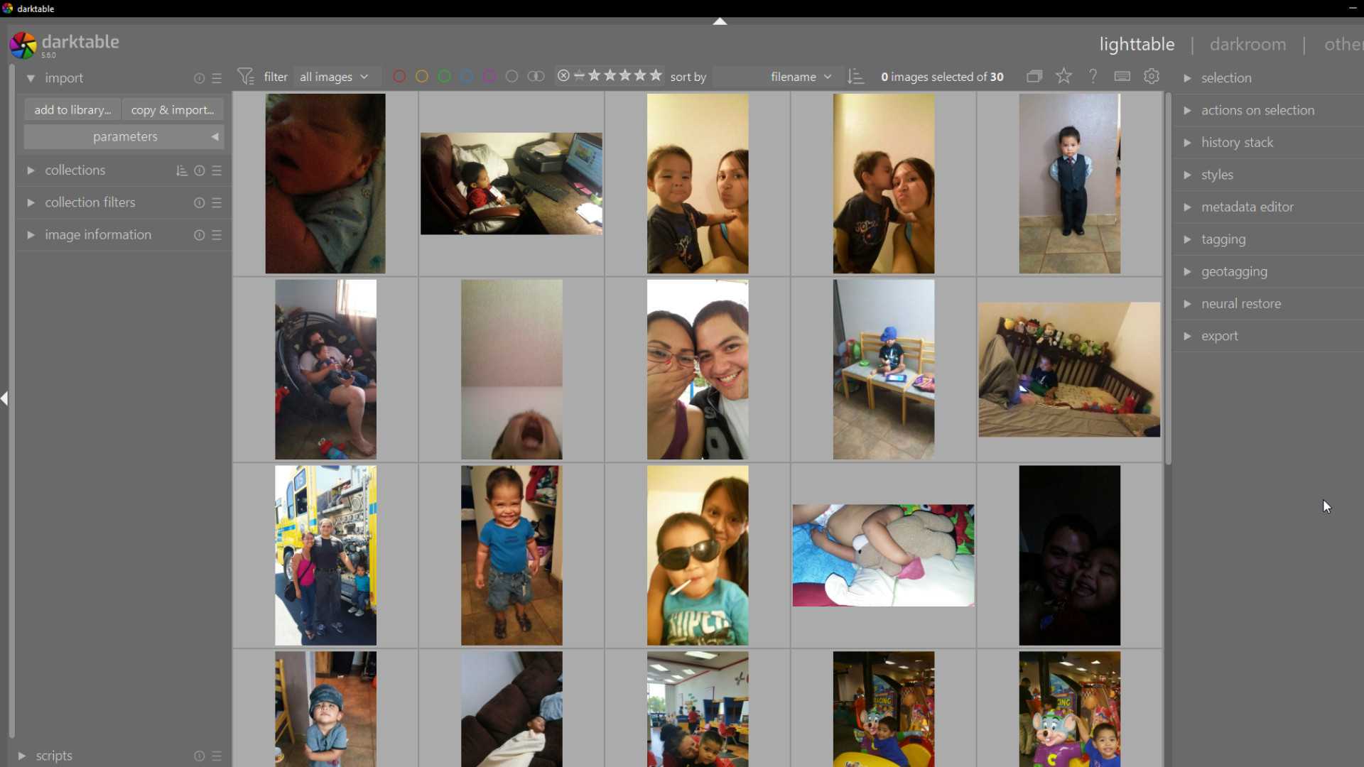 A bunch of pictures in DarkTable