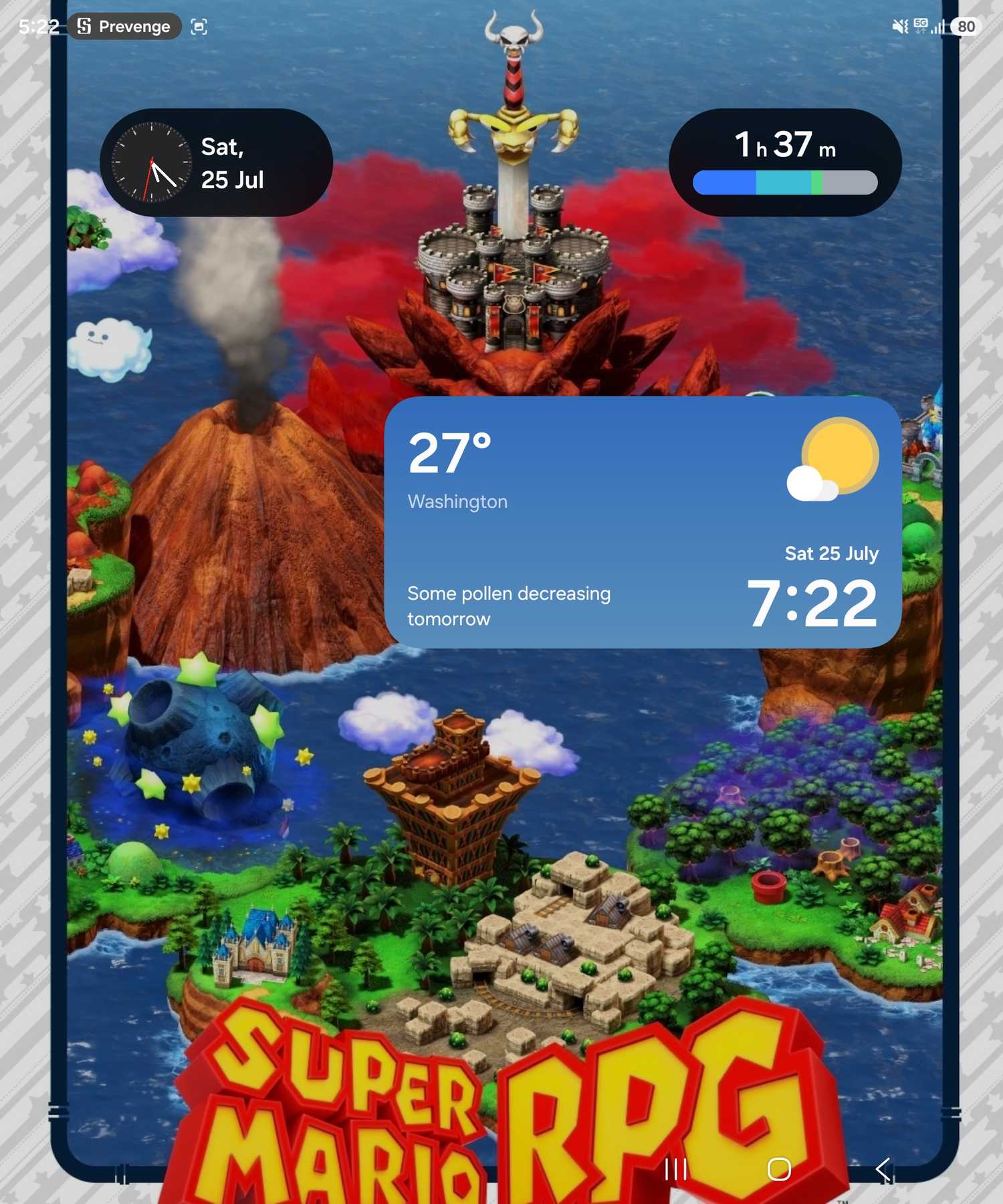 A few weather widgets on a Samsung Z Fold 5 .