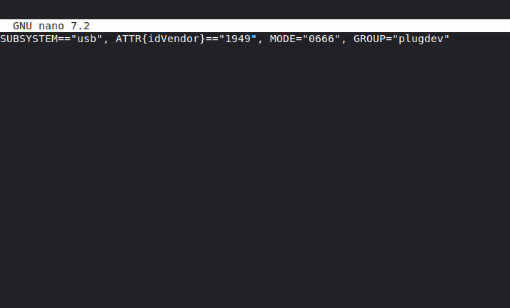 A udev instruction on Linux.
