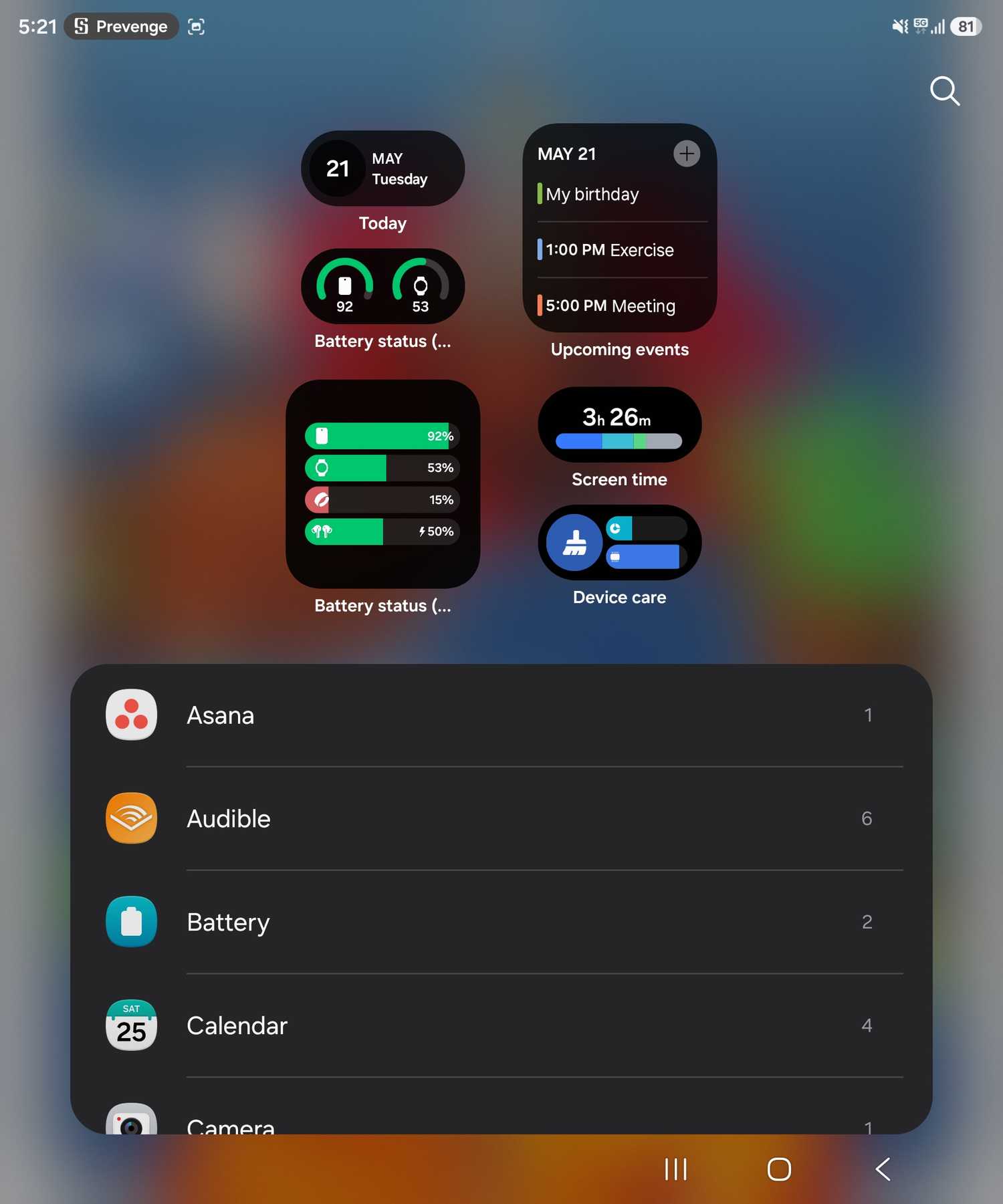 Adding Widgets to a Samsung Z Fold 5 in unfolded mode.