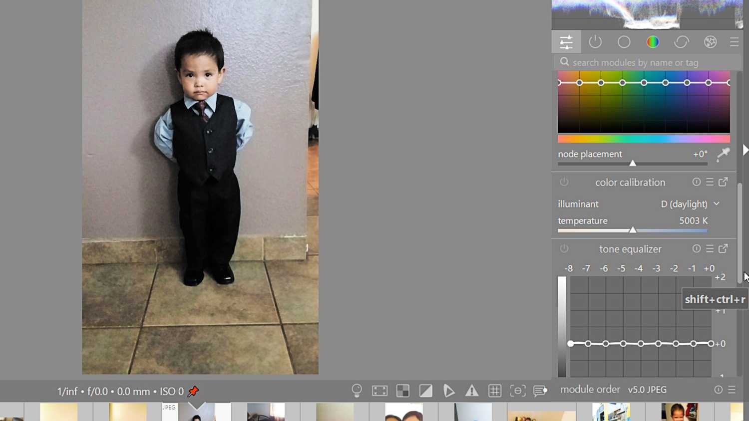 Adjustinga photo in Darktable with equalizer