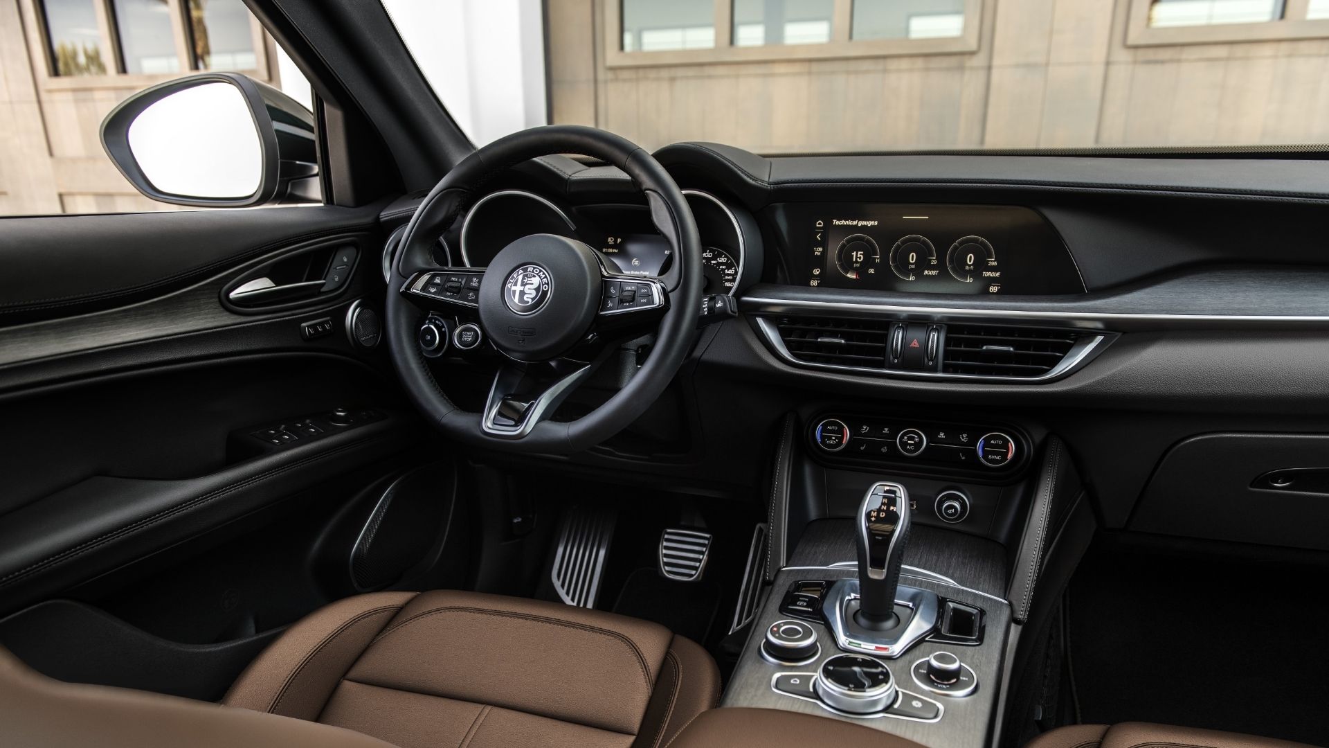Interior shot of the dashboard in a 2023 Alfa Romeo Stelvio