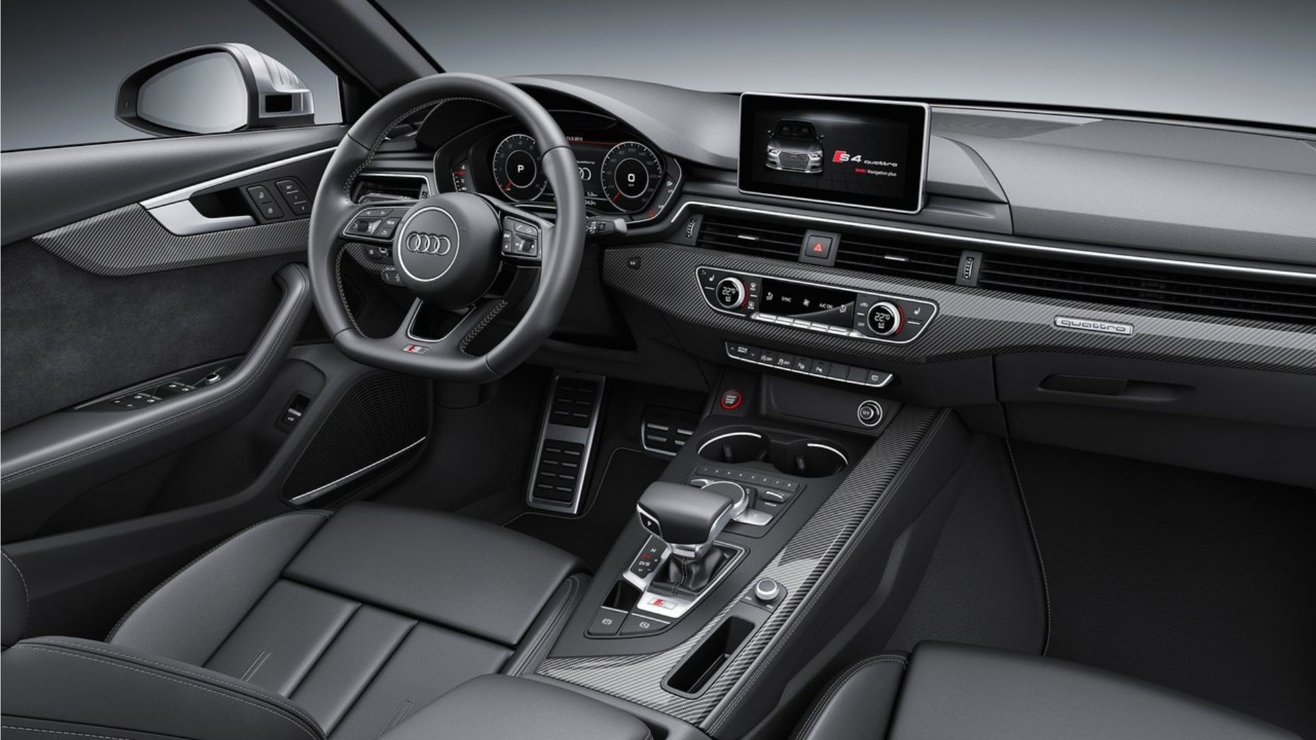Shot of the dashboard in a 2017 Audi S4.