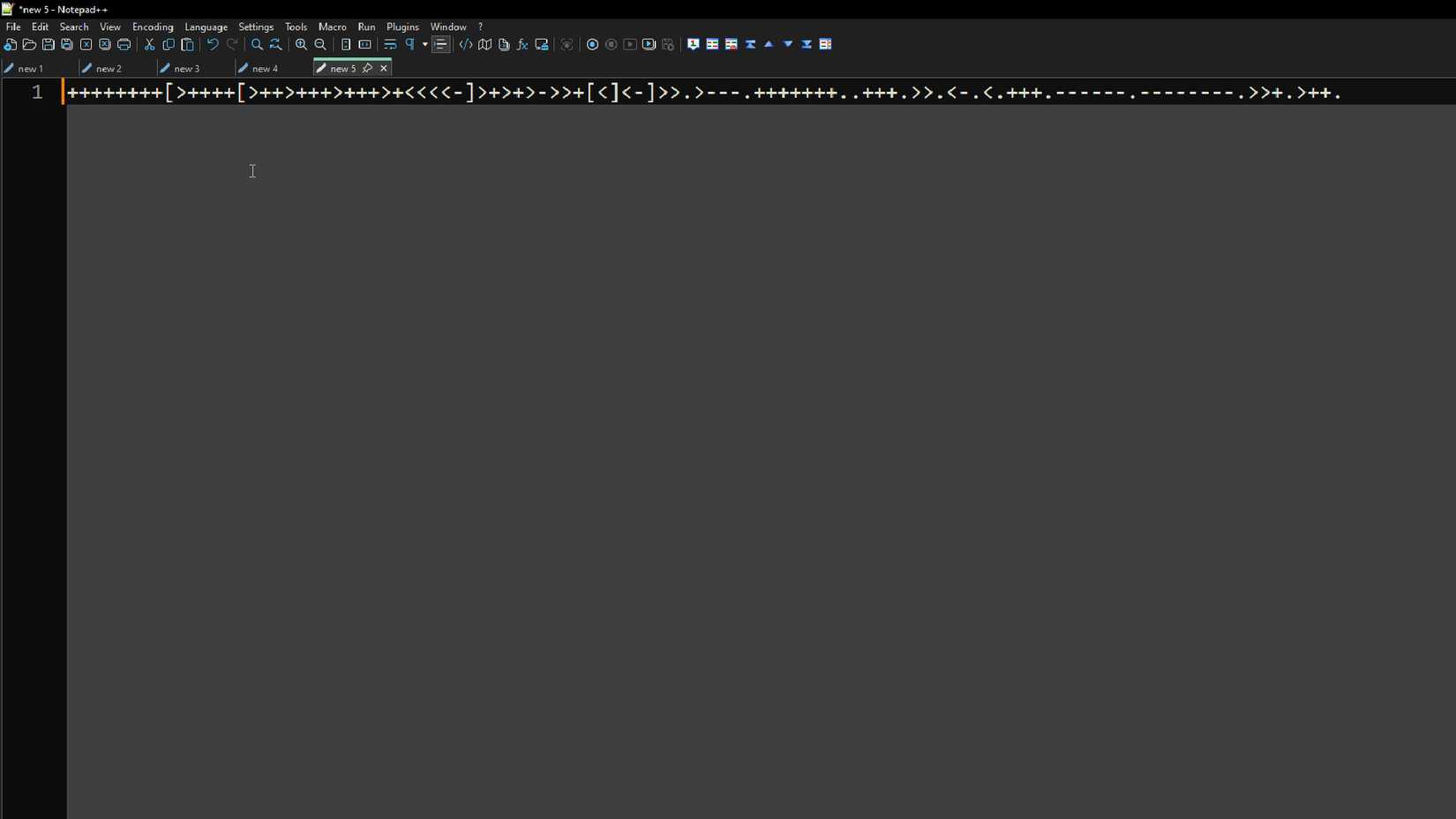 Brainfuck language writing Hello World