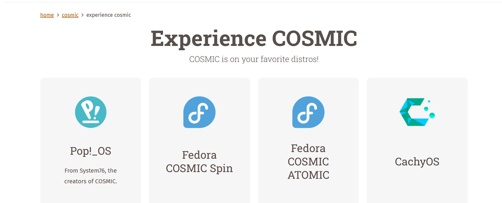 A list of distros with COSMIC is available on the System76 website.