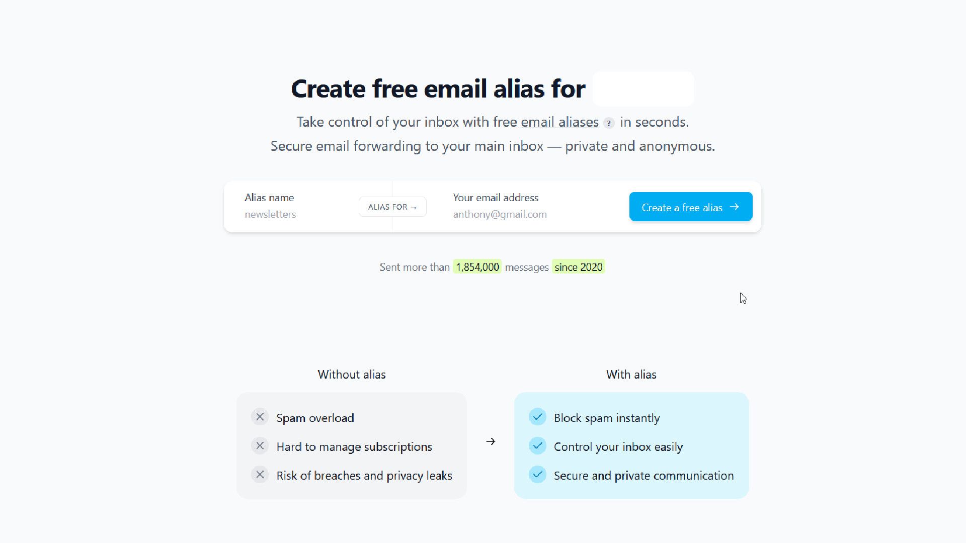 Creating a free mail alias