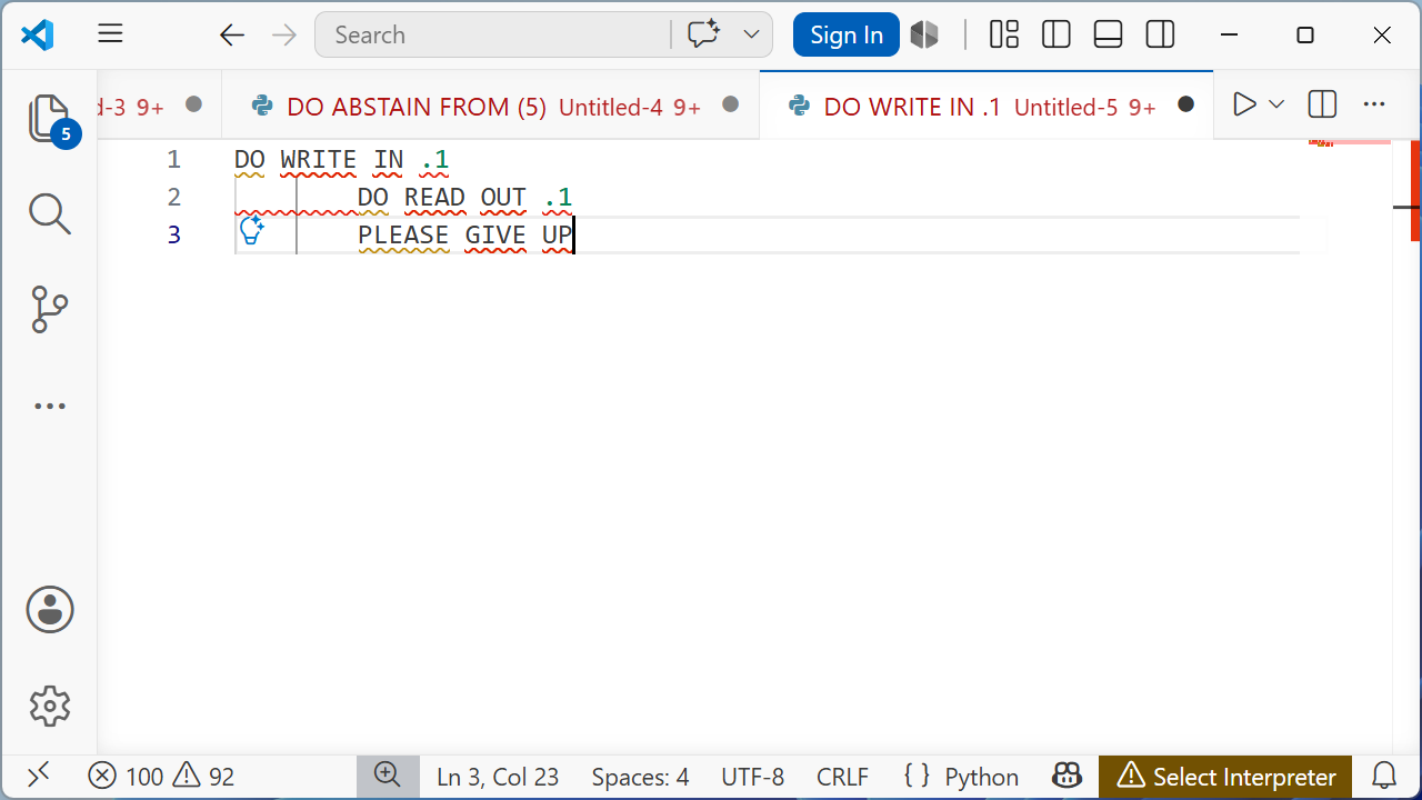Intercal Program Examples Long before ChatGPT, this programming language only worked if you said ...
