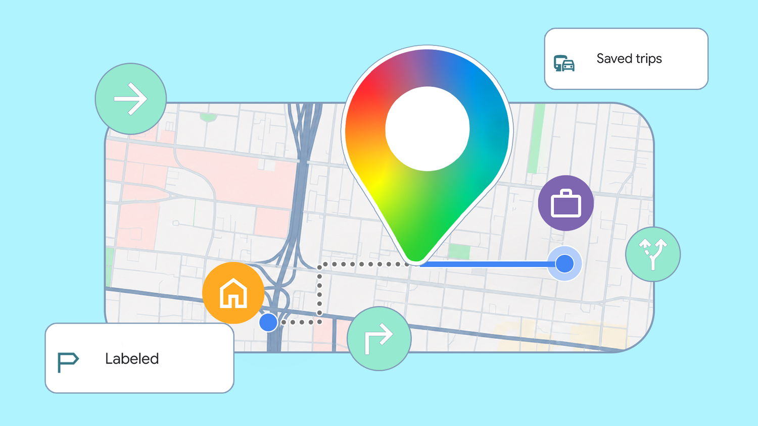Google Maps с 3D-режимом: почему этот апдейт заставляет отказаться от Waze Google Maps route showing saved trips and home-to-work commute icons.