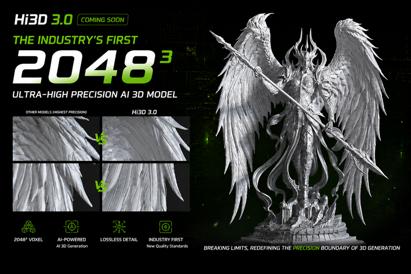 Hi3D 3.0 text with winged figure beside it