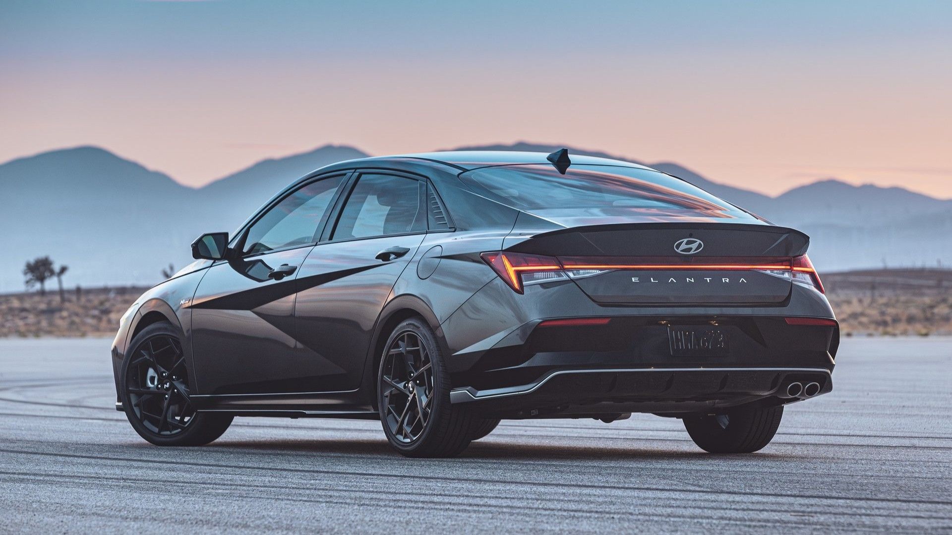 Rear 3/4 shot of a 2024 Hyundai Elantra N-Line