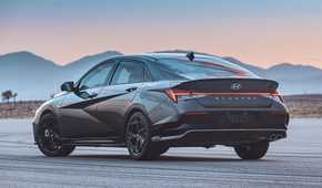 Rear 3/4 shot of a 2024 Hyundai Elantra N-Line