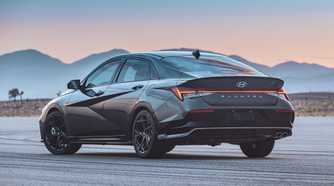 Rear 3/4 shot of a 2024 Hyundai Elantra N-Line