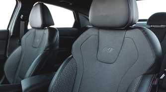 Close up of the front seats in a 2024 Hyundai Elantra N-Line