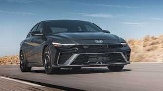 Front 3/4 shot of a 2024 Hyundai Elantra N-Line