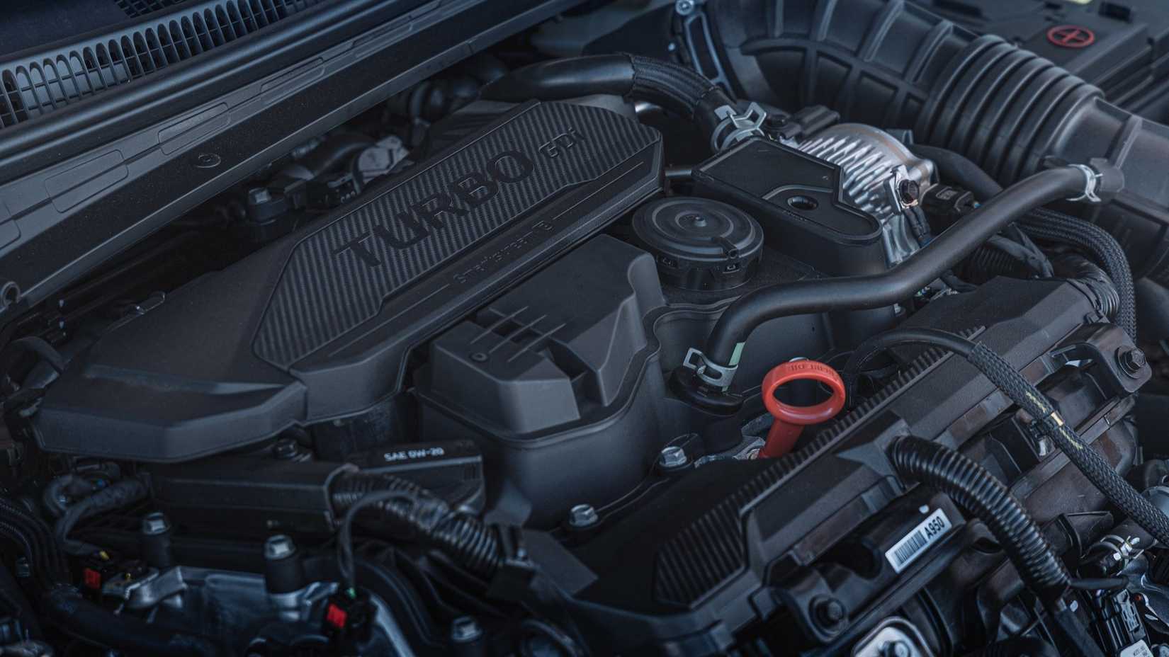 Close up of the turbocharged engine in a 2024 Hyundai Elantra N-Line